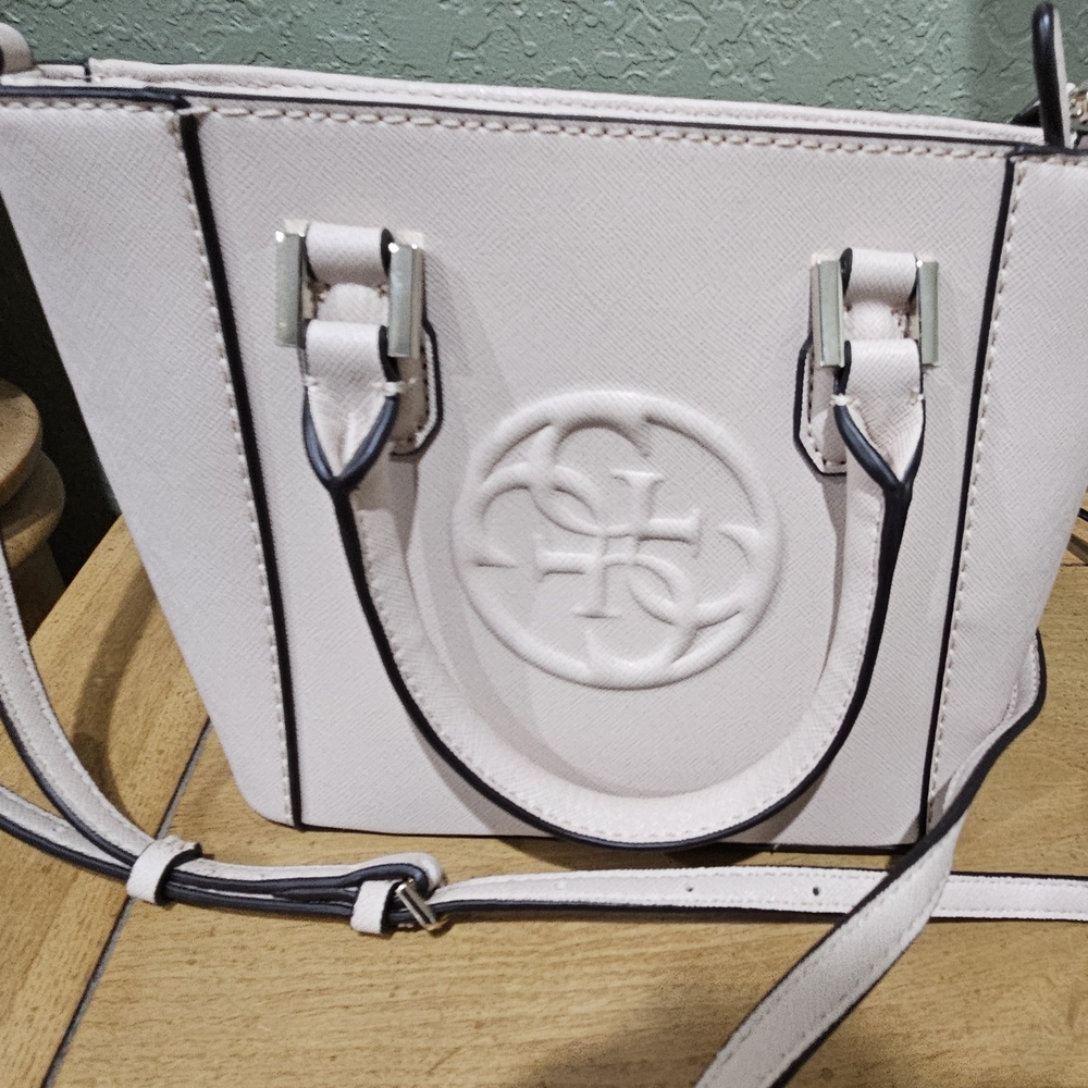 G by Guess Cream Crossbody Bag with Embossed Logo